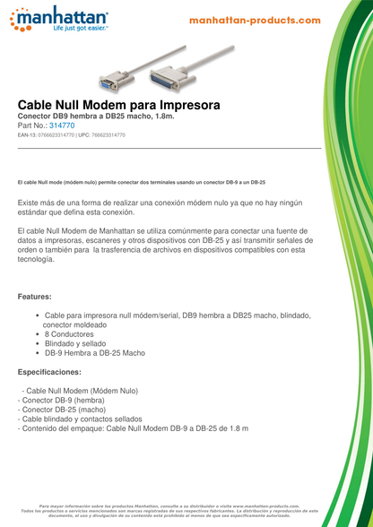 CABLE NULL MODEM DB9H-DB25M 1.8