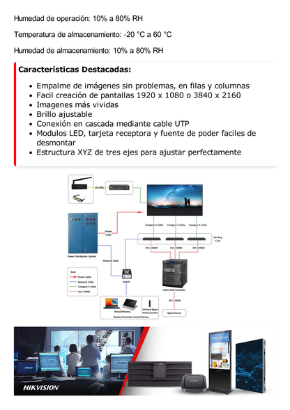 Panel LED Full Color para Videowall / Pixel Pitch 1.8 mm / Resolución 320 X 180 / Uso en Interior