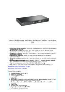 Switch PoE JetStream SDN Administrable 24 puertos 10/100/1000 Mbps + 4 puertos SFP, 24 puertos PoE, 250W, administración centralizada OMADA SDN