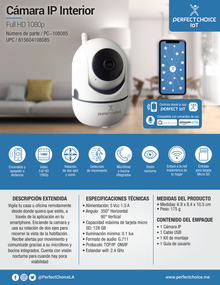 CAMARA IP INTERIOR PREFECT CHOICE FULLHD ROTACION 2 EJES