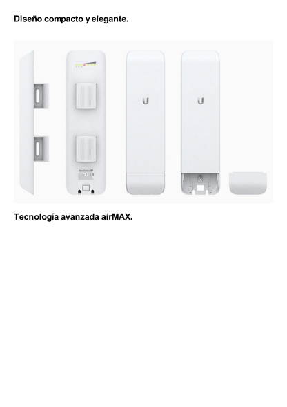 NanoStation airMAX M2 CPE,  hasta 150 Mbps, frecuencia 2 GHz (2412-2462 MHz) con antena integrada de 11 dBi