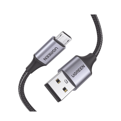 Cable USB-A a Micro USB | 1 Metro | Carga Rápida | QC 3.0/2.0 | FPC | AFC | Transferencia de datos de 480 Mbps | Recarga hasta 18W | Protección Integrada | Caja de Aluminio | Nylon Trenzado | Color Negro.