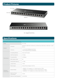 Switch TP-Link Omada Easy Smart DS116GE metálico escritorio 16 puertos gigabit AUTO Negotiation/AUTO MDI/MDIX