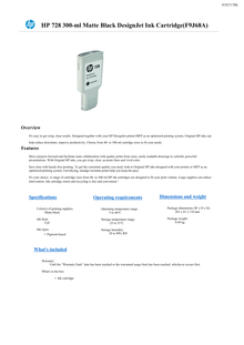 TINTA HP LF 728 F9J68A NEGRO MATE LF DESIGNJET T730/T830 300ML