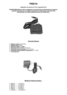 5 Vcc / 1A /  Adaptador de voltaje / Voltaje de Entrada de 100-240 Vca / Para Usos Múltiples / Video Vigilancia, Acceso, Asistencia, Alarmas, Bocinas, Etc. / Certificación NOM