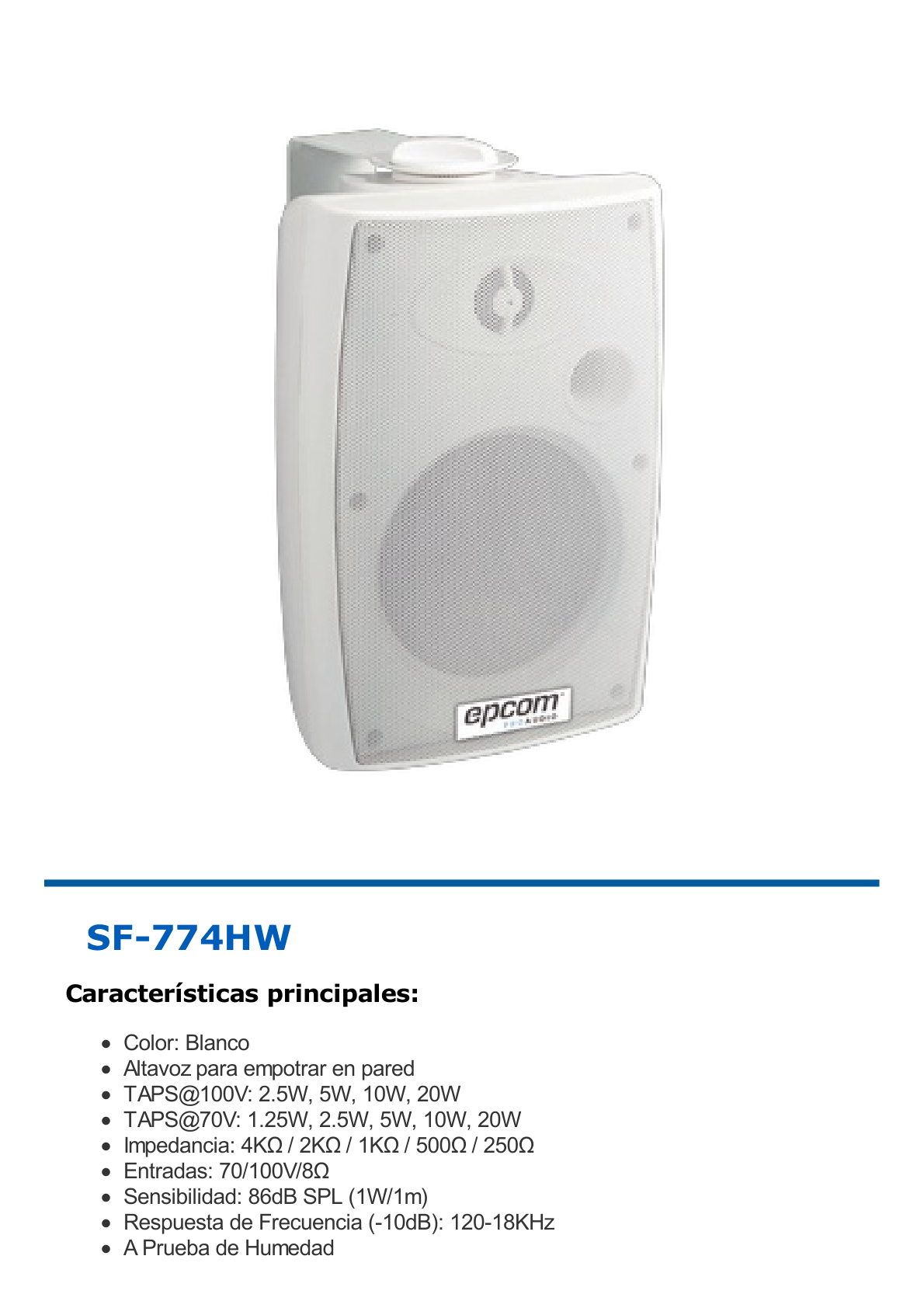 KIT de Amplificador de 120W para Escritorio | 4 Altavoces de Pared color Blanco 2.5W - 20W | Sistema 70/100V