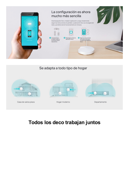 Kit de Router inalámbrico mesh Deco E4 para Hogar / Doble banda AC 1200  / 2 puertos 10/100 Mbps / Compatible con amazon alexa.