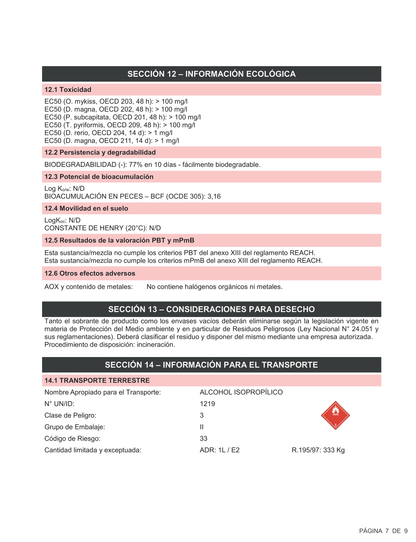 Alcohol Isopropilico 1Lt