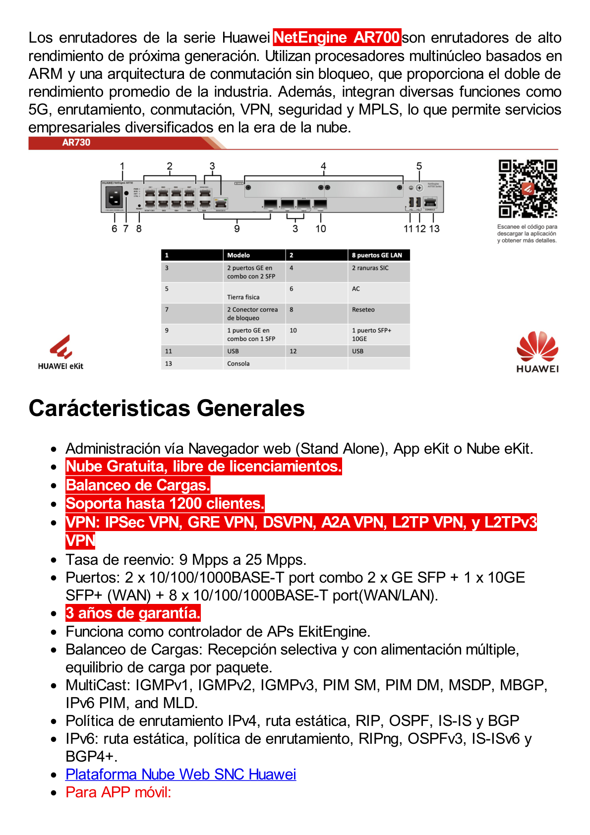 Router Empresarial / 2 puertos 10/100/1000 Mbps combo 2 puerto SFP + 1 puerto SFP+ (WAN) / 8 puerto 10/100/1000 Mbps(WAN/LAN) / Rendimiento 6 Gbps / VPN / Balanceo de Cargas / Hasta 1200 Clientes / Administración Nube Gratis