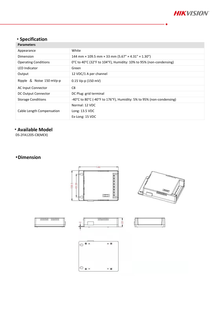 Fuente de Poder Hikvision Regulada 12 Vcc / 13.5 Vcc / 15 Vcc para 8 Cámaras / 1 Amp por Salida / Voltaje de Entrada 90 - 130 VCA / Filtro de Ruido para Cámaras 4K