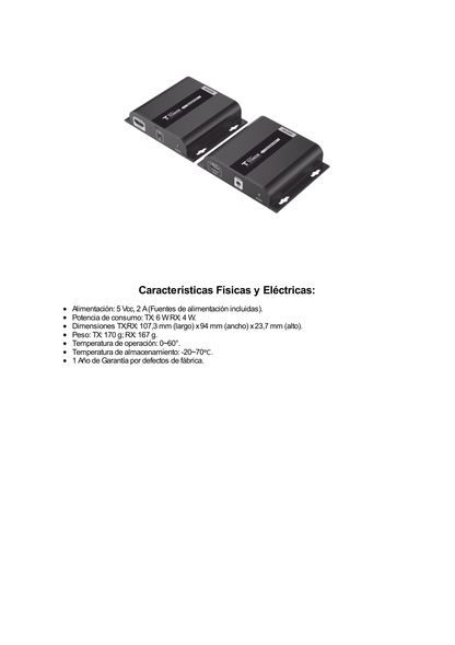 Kit Extensor HDMI para distancias de 120 metros / Resolución 4K @ 30Hz / Cat 6 / Soporta conexión Uno a Uno y Uno a Muchos / Soporta hasta 253 Rx / Baja Latencia / Uso 24/7 / Soporta HDbitT / Compatible con Switch Gigabit