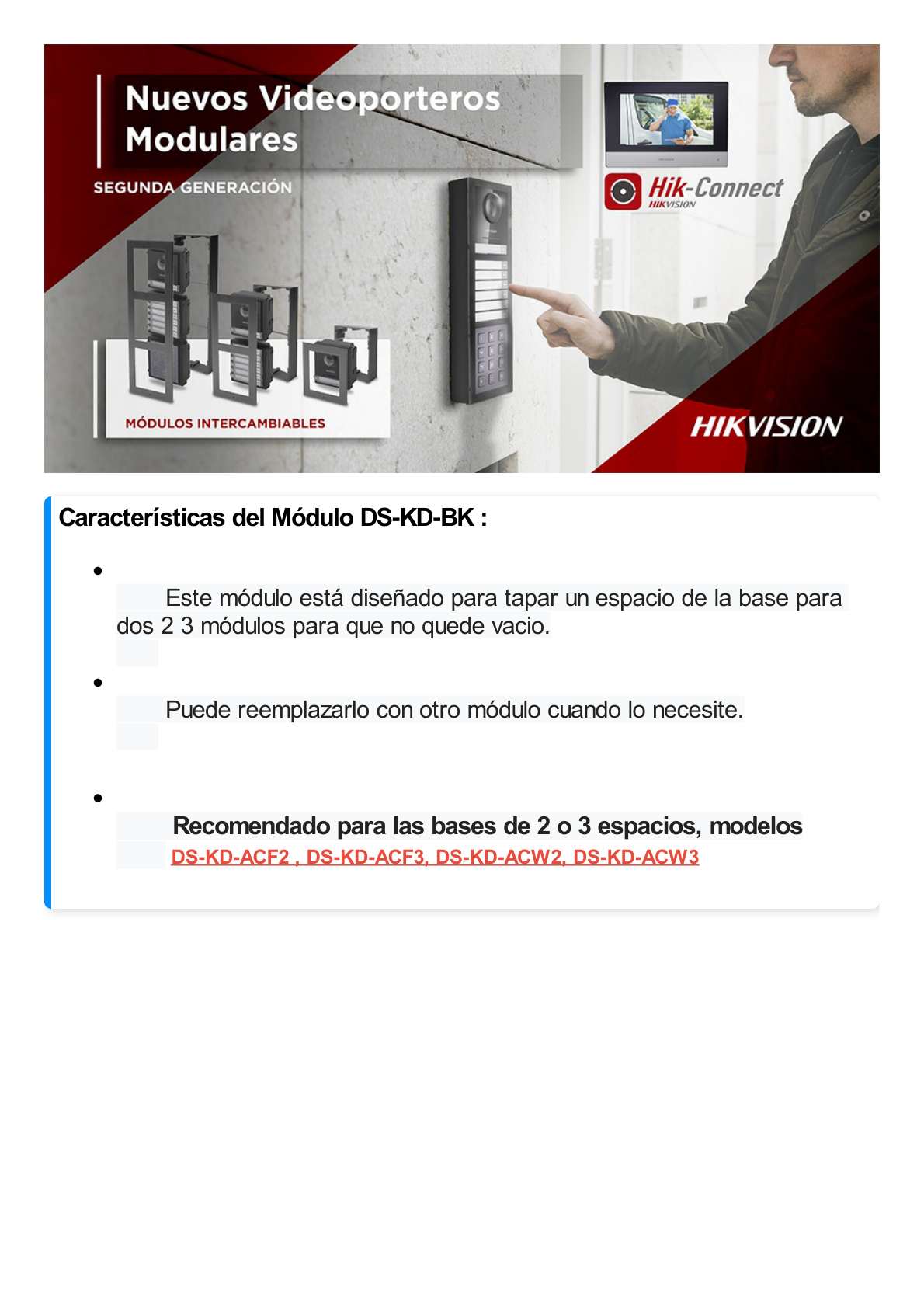 Modulo de Tapa Ciega para Videoportero Modular