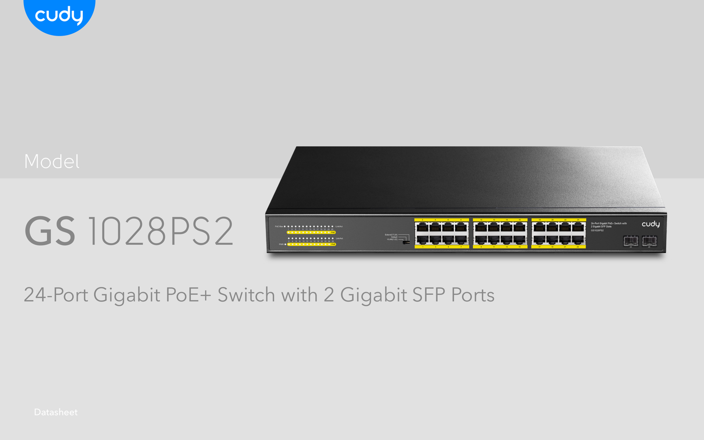 Switch Cudy GS1028PS2 metálico escritorio/rack 24 puertos gigabit PoE 802.3af max. 300W 2 puertos SFP gigabit