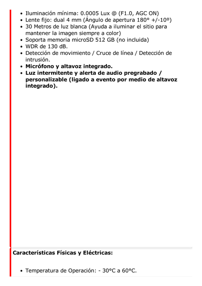 [ PROTECCIÓN ACTIVA ] Turret IP Panorámica 8 Megapíxel / 2 Lentes 4 mm (180°) / Imagen a Color 24/7 (ColorVu) / PoE / WDR 130° / IP67 / ACUSENSE / Luz Estroboscópica y Alarma Audible / 30 mts Luz Blanca / Micro SD