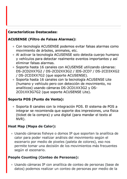 [Doble Poder de Decodificación] NVR 32 Megapixel (8K) / 16 Canales IP / 16 Puertos PoE+ / AcuSense / ANPR / Conteo de Personas / Heat Map / 2 Bahías de Disco Duro / HDMI en 8K / Soporta POS / Alarmas I/O / ACUSEARCH