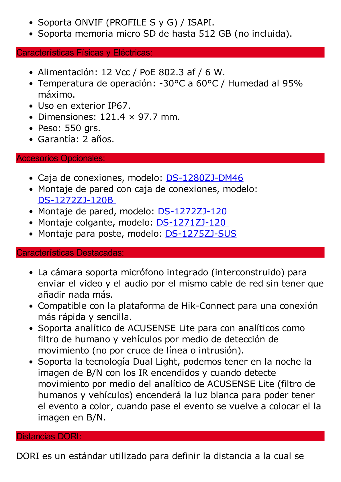 [Dual Light] Domo IP 2 Megapixel / Lente 2.8 mm / 30 mts IR + 30 mts Luz Blanca / Micrófono Integrado / Antivandálico IK08 / ACUSENSE Lite / Exterior IP67 / H.265 / PoE / ONVIF / Micro SD