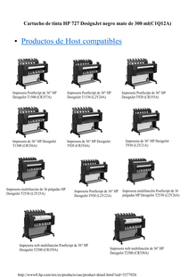 Tinta  HP LF 727 C1Q12A NEGRO MATE HP DesignJet T1500/T1530/T920/T930/T1500/T920/T930/T2530/T2530/T2500/T2500  300 ML