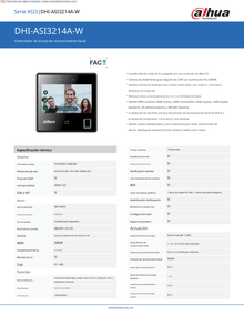 Control Dahua DHI-ASI3214A-W de acceso con reconocimiento facial pantalla touch de 4.3 pulgadas 3000 rostros WIFI