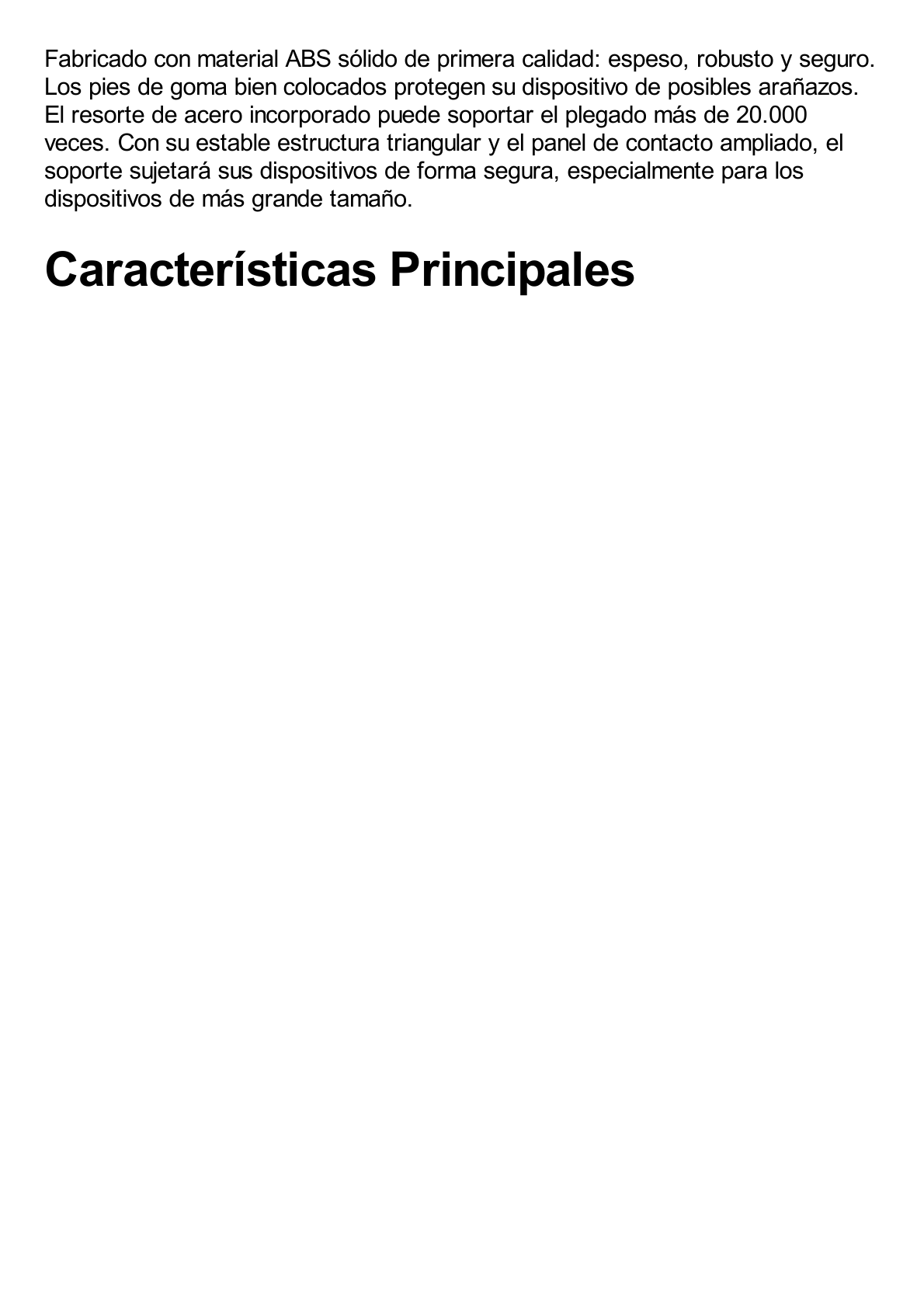 Soporte de Escritorio para Tablet /  Ajustable de 0° a 100° / Goma Antiarañazos / Antideslizante / Amplia Compatibilidad con dispositivos de 4'' a 13'' / Plegable / ABS / Color Blanco