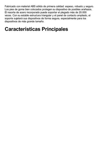 Soporte de Escritorio para Tablet /  Ajustable de 0° a 100° / Goma Antiarañazos / Antideslizante / Amplia Compatibilidad con dispositivos de 4'' a 13'' / Plegable / ABS / Color Blanco