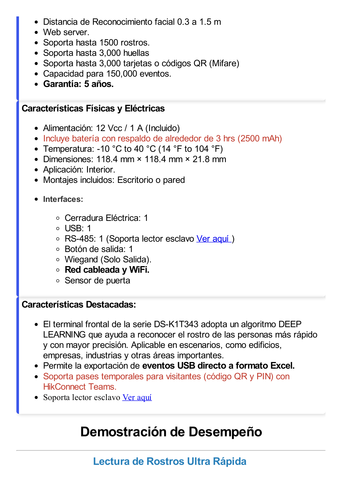 Terminal Min Moe WiFi / Touch de Reconocimiento Facial y Huella con Batería de Respaldo Incluida / ASISTENCIA y Control de ACCESO / 1500 Rostros, 3,000 Huellas y 3,000 tarjetas /  Lee códigos QR / Videoportero / Detección de Cubreboca