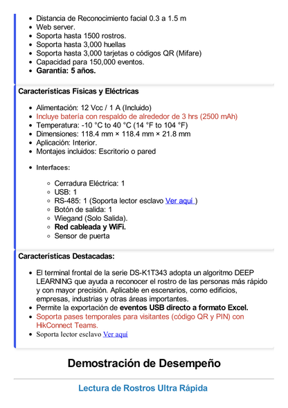 Terminal Min Moe WiFi / Touch de Reconocimiento Facial y Huella con Batería de Respaldo Incluida / ASISTENCIA y Control de ACCESO / 1500 Rostros, 3,000 Huellas y 3,000 tarjetas /  Lee códigos QR / Videoportero / Detección de Cubreboca