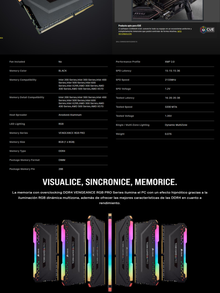 Memoria Corsair 8GB 3200Mhz DDR4 VENGEANCE RGB PRO CL16 disipador negro