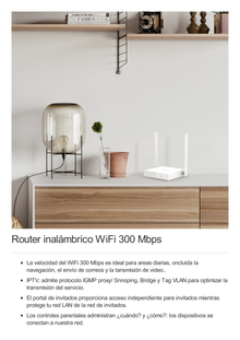 Router Inalámbrico WISP, 2.4 GHz, 300 Mbps, 2 antenas externas omnidireccional 5 dBi, 2 Puertos LAN 10/100 Mbps, 1 Puerto WAN 10/100 Mbps