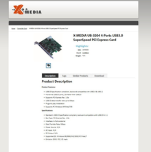 Tarjeta PCI Express X-Media XM-UB3204 con 4 puertos USB 3.0 fuente de poder conector SATA desde la PC