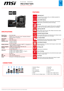 Tarjeta madre MSI Pro Z790-P Wifi DDR5 socket 1700 Gen 12/13/14 4xDDR5 HDMI DP ATX