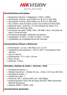 Pinhole IP 2 Megapixel / Lente 3.7 mm / 2 Mts Cable / PoE / Ideal para Cajeros Automáticos (ATM) / WDR / Micro SD / Cámara Tipo Block