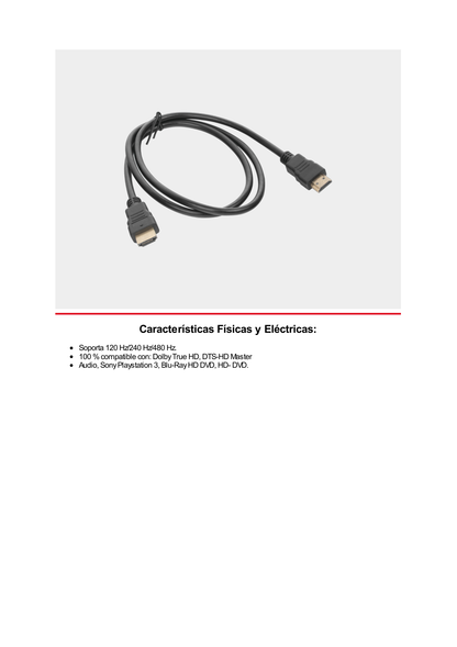 Cable HDMI de 1 Metro (High Speed) / Resolución 4K / Soporta Canal de Retorno de Audio (ARC)/ Soporta 3D / Blindado para Reducir Interferencia / Chapado en Oro / Alta Resistencia y Durabilidad.