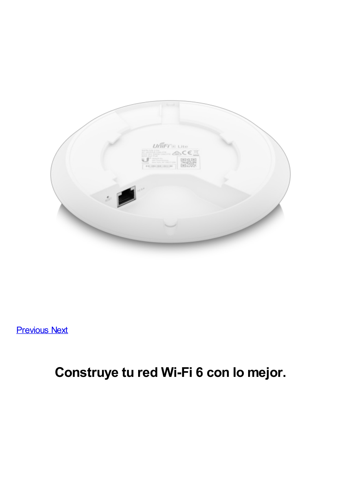 Access Point UniFi doble banda 802.11ax WiFi 6, 5 GHz (MU-MIMO 2x2 y OFDMA) y 2.4 GHz (MIMO 2x2)