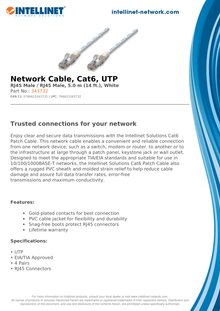 Cable patch Intellinet CAT 6 UTP RJ-45 macho -RJ-45 macho  5M blanco