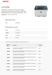 Impresora Xerox C310_DN Láser Color Dúplex Ethernet USB 35 ppm