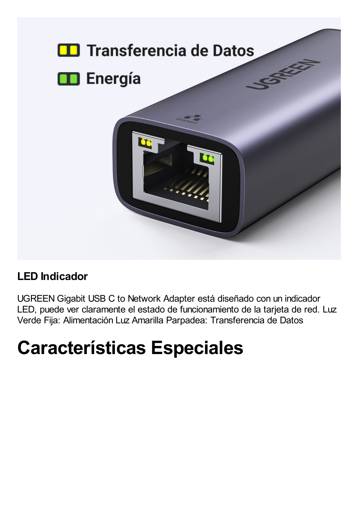 Adaptador de Red USB-C 3.1 (5 Gbps) a RJ45 | Thunderbolt 3 | Admite 10/100/1000 Mbps y 2.5G |  Chip Inteligente | Amplia Compatibilidad | Caja de Aluminio | Longitud del cable 10 cm.