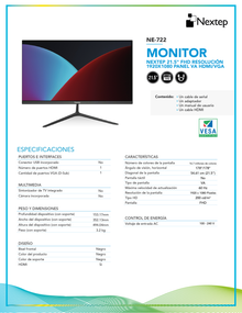 MONITOR NEXTEP 21.5 FHD RESOLUCION 1920X1080 PANEL VA HDMI/VGA NEGRO