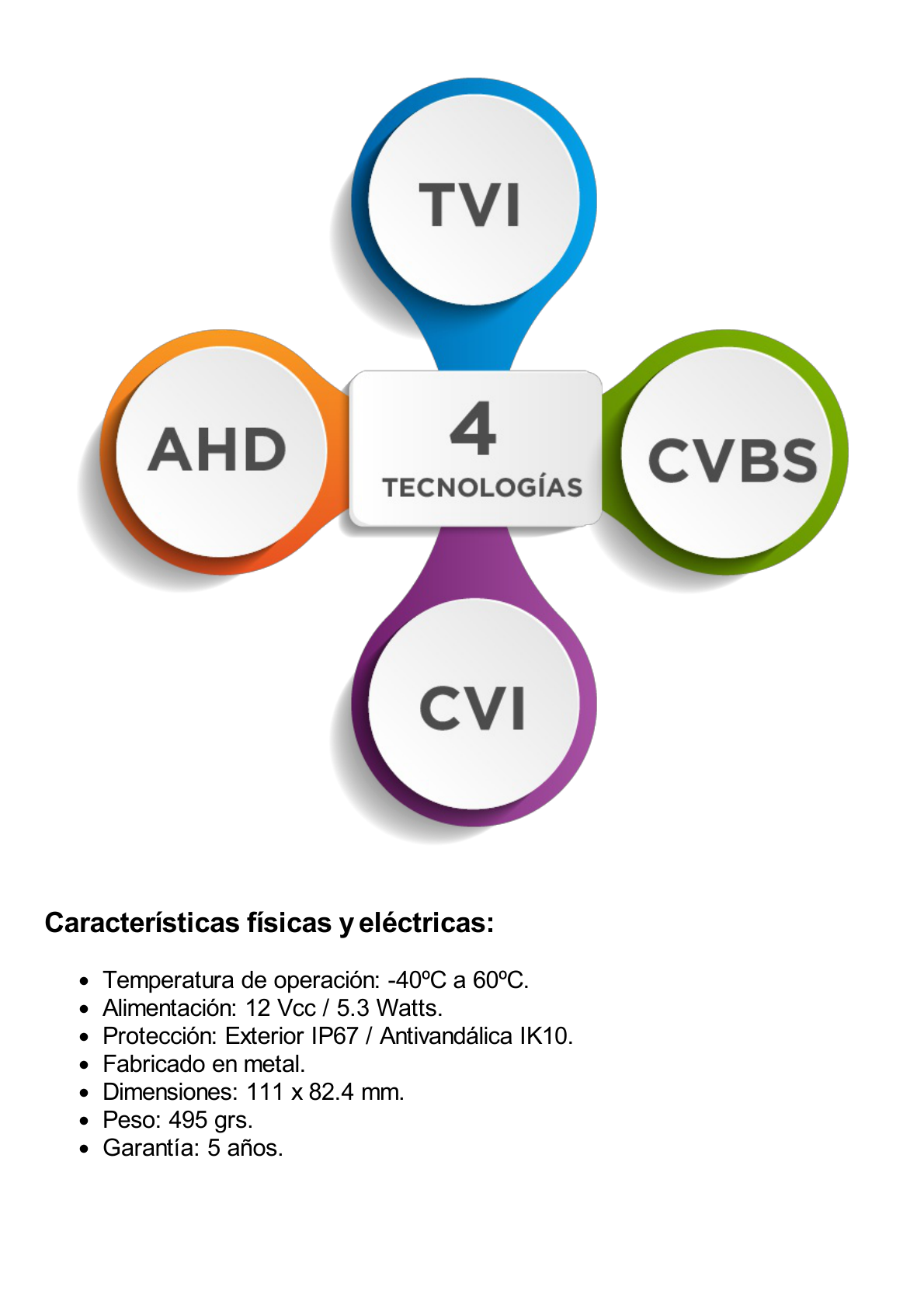 Domo TURBOHD 4K (8 Megapixel) / Gran Angular 102º / Lente 2.8 mm / Exterior IP67 / IK10 / IR EXIR 30 metros / TVI-AHD-CVI-CVBS / dWDR