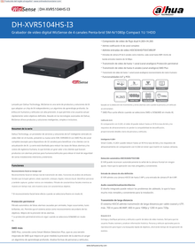 DVR Dahua DH-XVR5104HS-I3 5 mp wizsense soporta 4 canales + 2 IP o hasta 6 canales IP reconocimiento facial y proteccion perimetral en 1 canal 1 puerto SATA