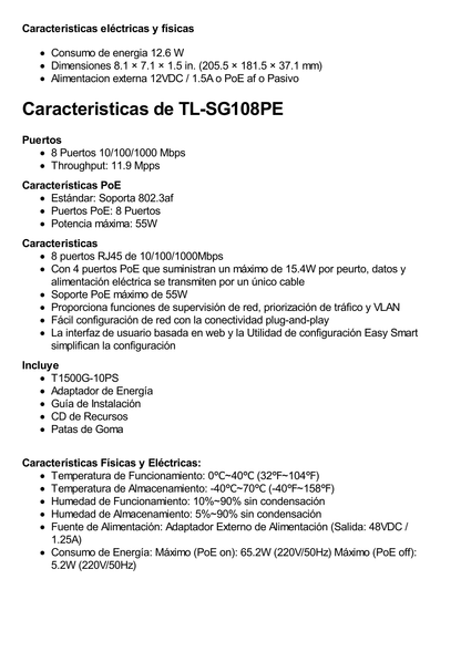 Kit de access point EAP245 y switch PoE TL-SG108PE, doble banda AC, hasta 1750 Mbps, 1 puerto Gigabit