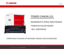 TONER CANON 121 3252C001AA NEGRO D1620 (5 000 PAG)