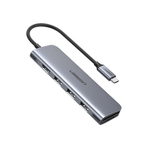 HUB USB-C Multipuertos / HDMI 4K@30Hz  / 3 Puertos USB-A 3.0 / Lector Tarjeta SD+TF (Uso Simultáneo) / 6 en 1 / Carcasa de Aluminio.