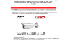 Camara Dahua DH-HAC-HFW1200DN-0360B-S5 bullet HDCVI 1080p lente 3.6mm IR 80 m metalica exterior 87.5 gds apertura IP67