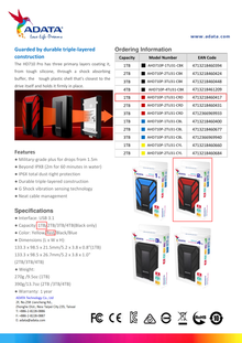 HD EXT 1 TB ADATA 2.5 USB 3.1 AHD710P-1TU31-CRD  CONTRA  AGUA Y GOLPES ROJO