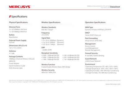 Router inalámbrico Mercusys MW325R N 300Mbps 1x RJ45 WAN y 3x RJ45 LAN 10/100 con 4 antenas 5dBi