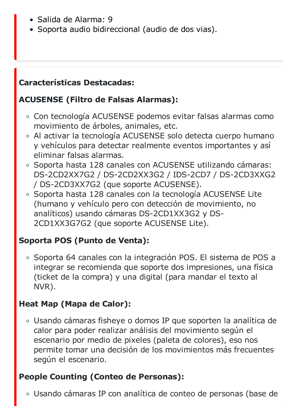 [Doble Poder de Decodificación] NVR 32 Megapixel (8K) / 128 Canales IP / AcuSense / ANPR / Conteo de Personas / Heat Map / 8 Bahías de Disco Duro / 2 Tarjetas de Red / Soporta RAID con Hot Swap / 2 HDMI en 8K / Soporta POS / Alarmas I/O / AC