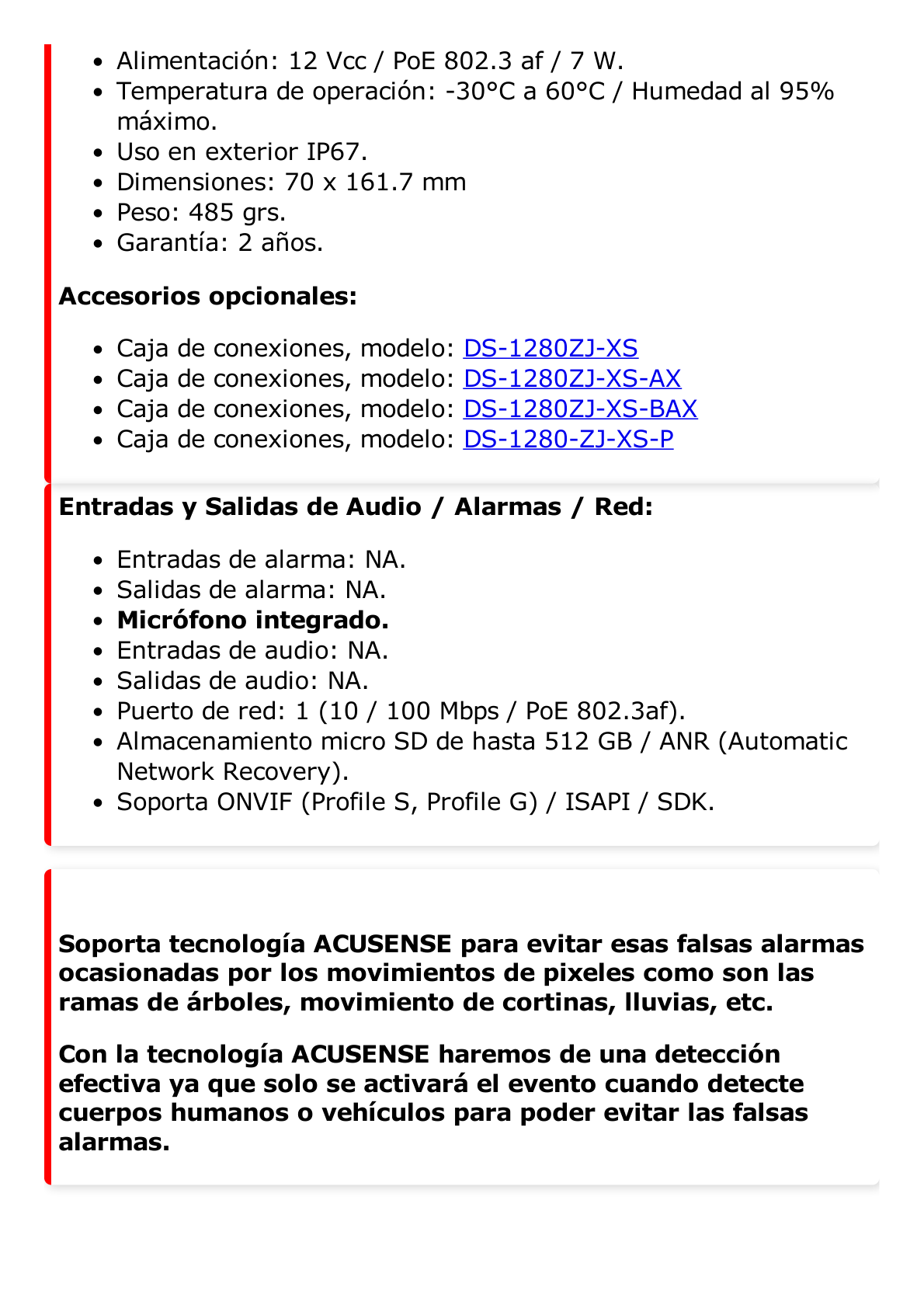 Bala IP 6 Megapixel / Lente 2.8 mm / 40 mts IR EXIR /Exterior IP67 / WDR 120 dB / PoE / Micrófono Integrado / Videoanaliticos (Filtro de Falsas Alarmas) / Metal / MicroSD / ONVIF / ACUSEARCH