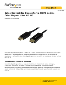 CABLE STARTECH DE 2M NEGRO DISPLAYPORT A HDMI DE -UlTRA HD 4K-1