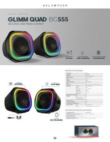 Bocinas Balam Rush Glimm Quad BG555 Blanco Bluetooth 10W 2.0 Canales Iluminación RGB