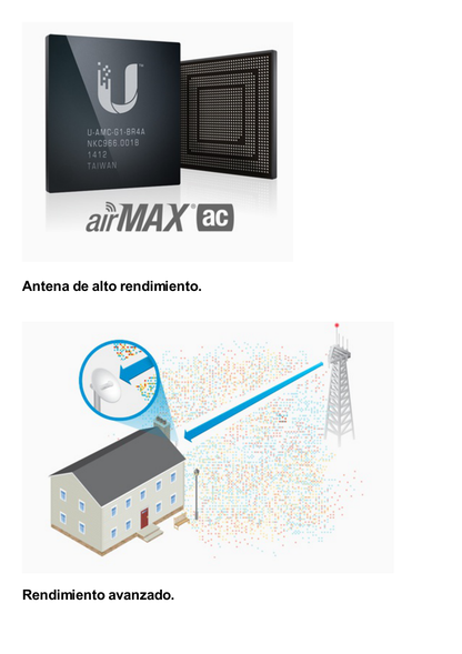 PowerBeam airMAX AC hasta 450 Mbps, frecuencia 5 GHz (5150 - 5875 MHz) con antena tipo plato de 27 dBi, radomo incluido